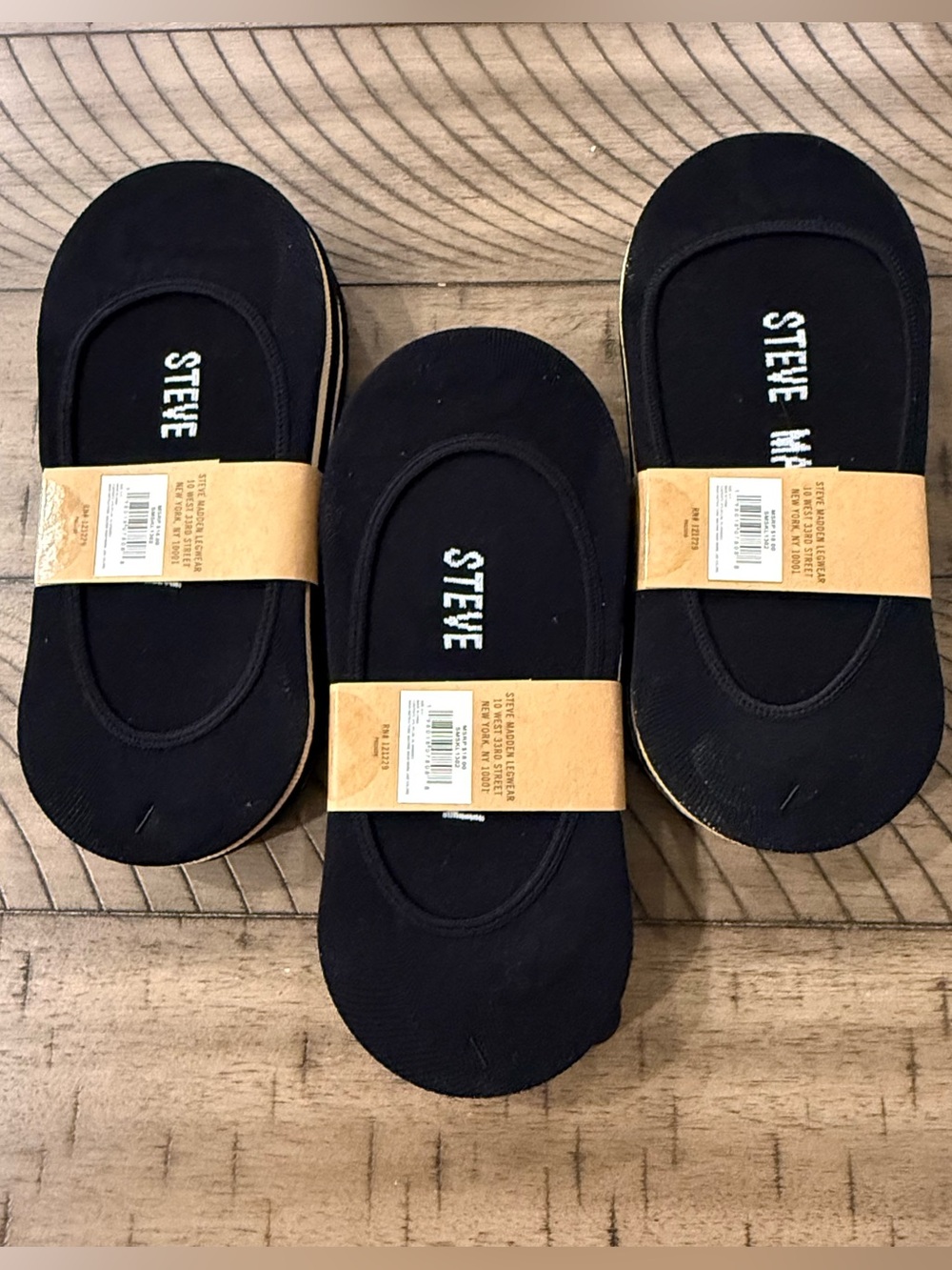 Steve Madden Black Microfiber No Show Foot Liners Three 6-pairs Packs